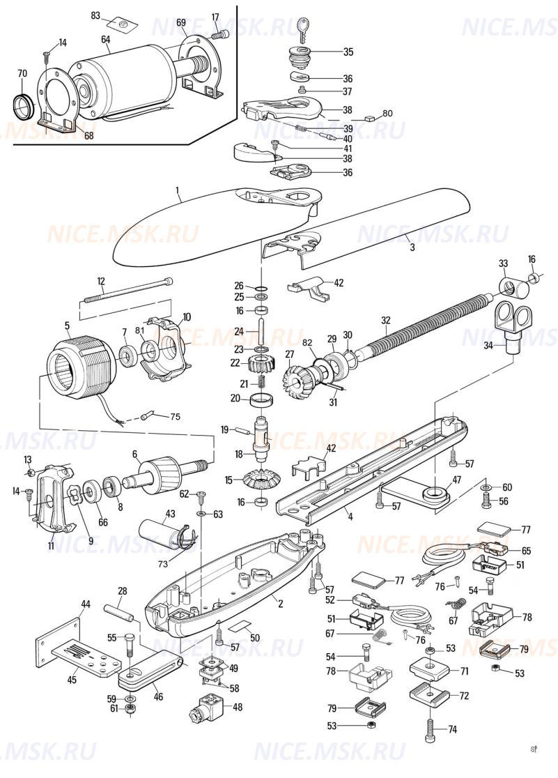 Запасные части для приводов распашных автоматических ворот NICE MB4006
