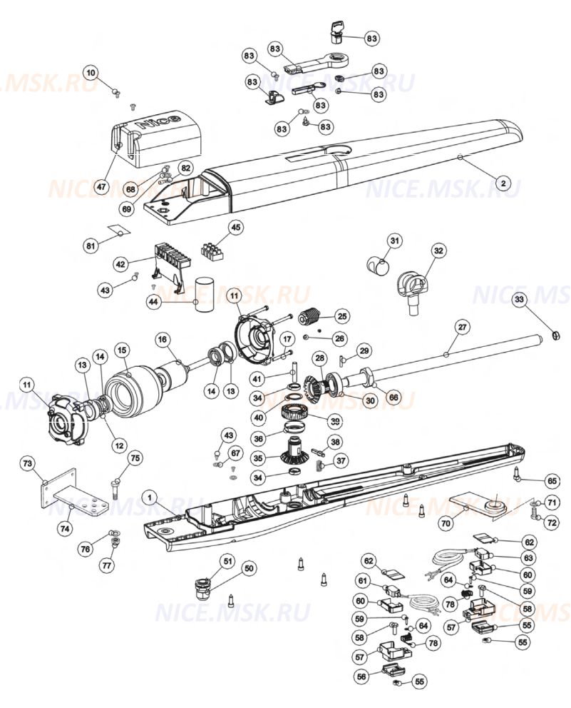 Запасные части для приводов распашных автоматических ворот NICE TO4016P