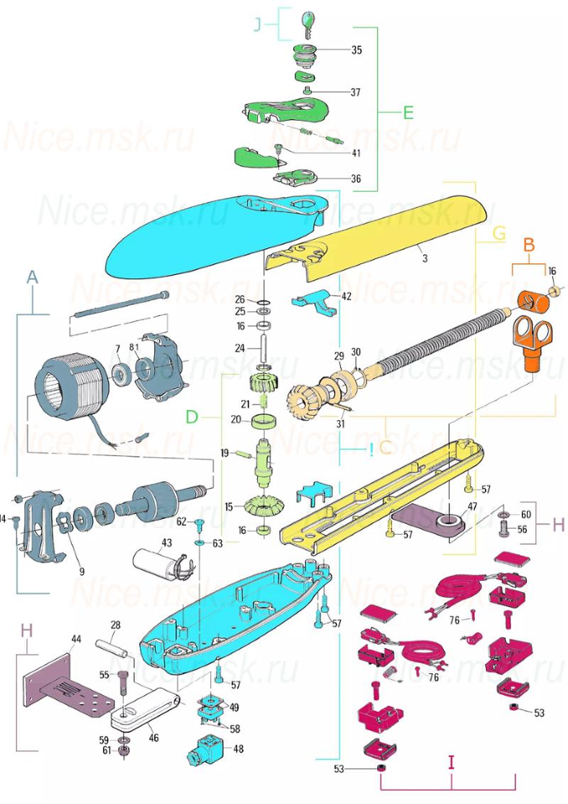 Запасные части для приводов распашных ворот NICE MB4006 (2024)