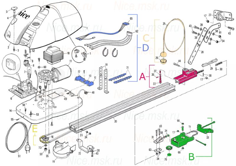 Запасные части для приводов секционных ворот NICE SPIDOKCE (2024)