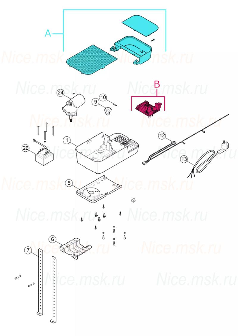 Запасные части для приводов секционных ворот NICE SPIDO600KLT (2024)