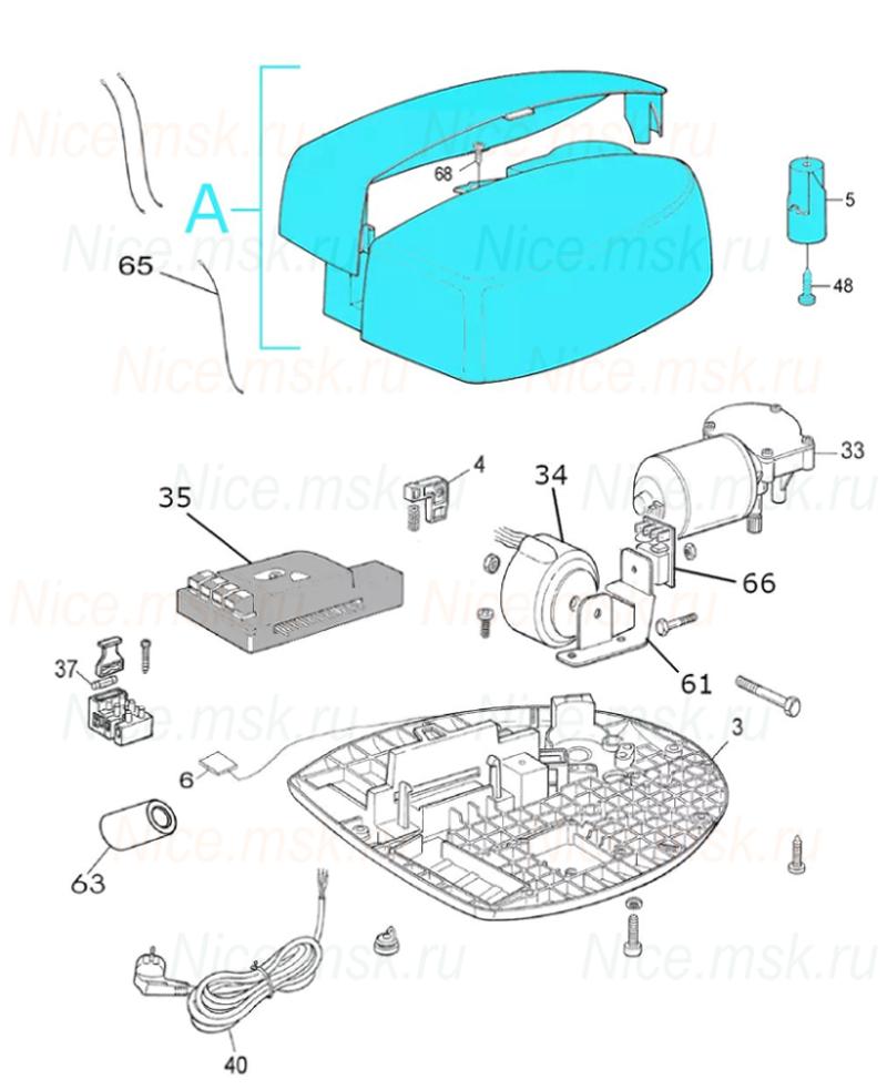 Запасные части для приводов секционных ворот NICE SPIN6031 (2024)
