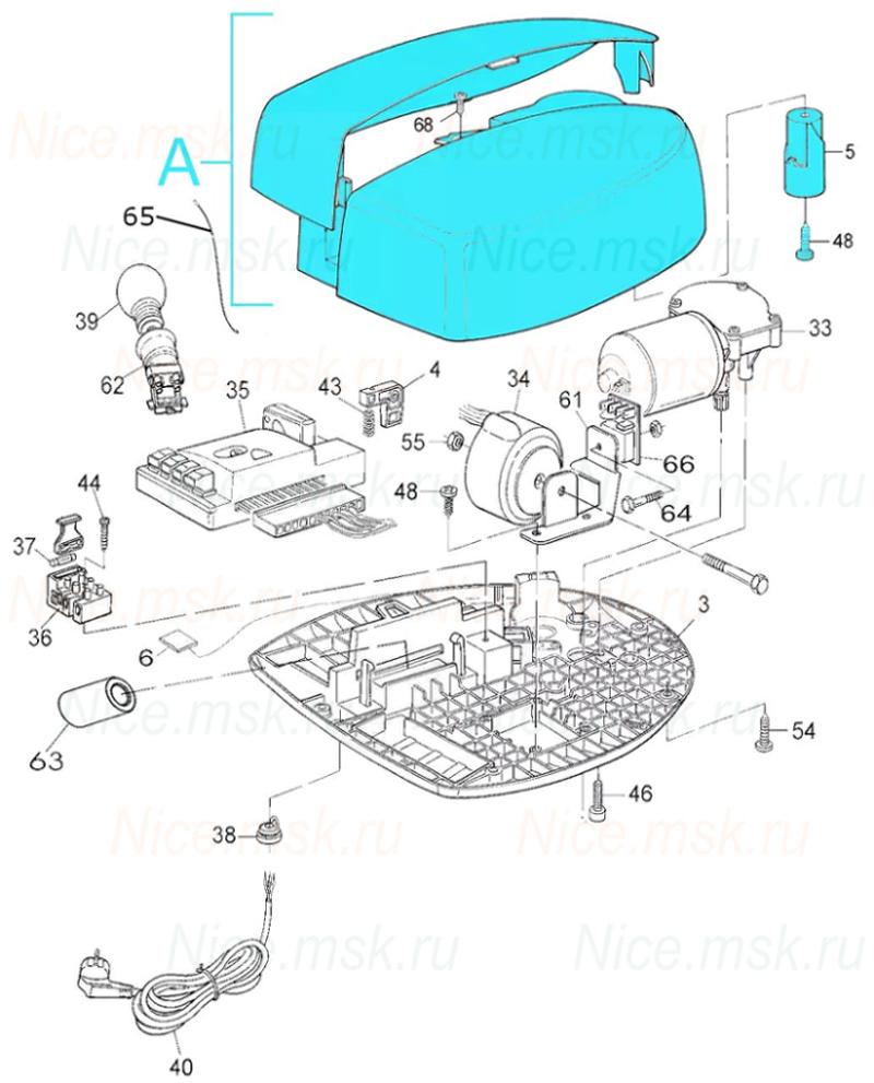Запасные части для приводов секционных ворот NICE SPIN6041R10 (2024)