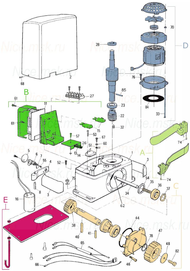 Запасные части для приводов откатных ворот NICE ТН1500КСЕ (2024)