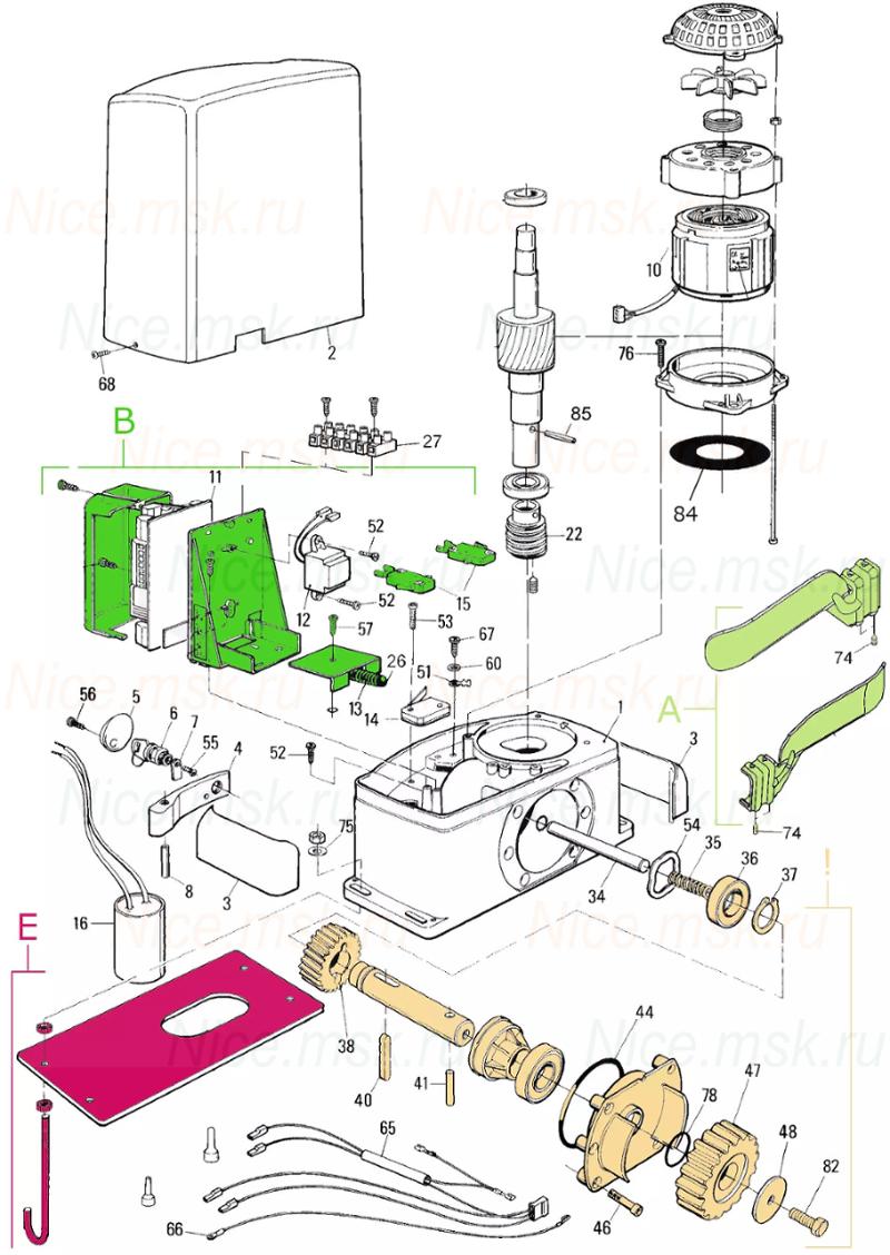 Запасные части для приводов откатных ворот NICE ТН1551 (2024)