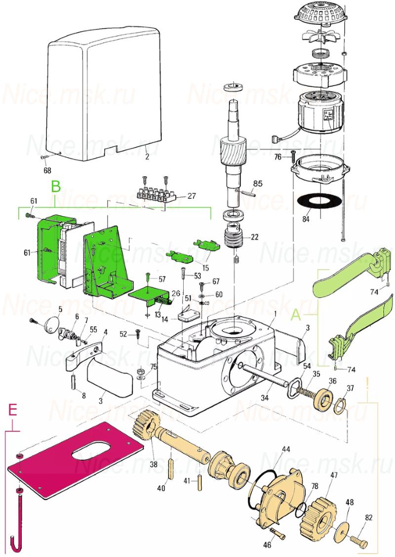Запасные части для приводов откатных ворот NICE ТН1561 (2024)