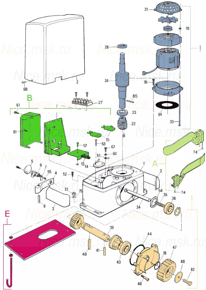 Запасные части для приводов откатных ворот NICE ТН2261 (2024)