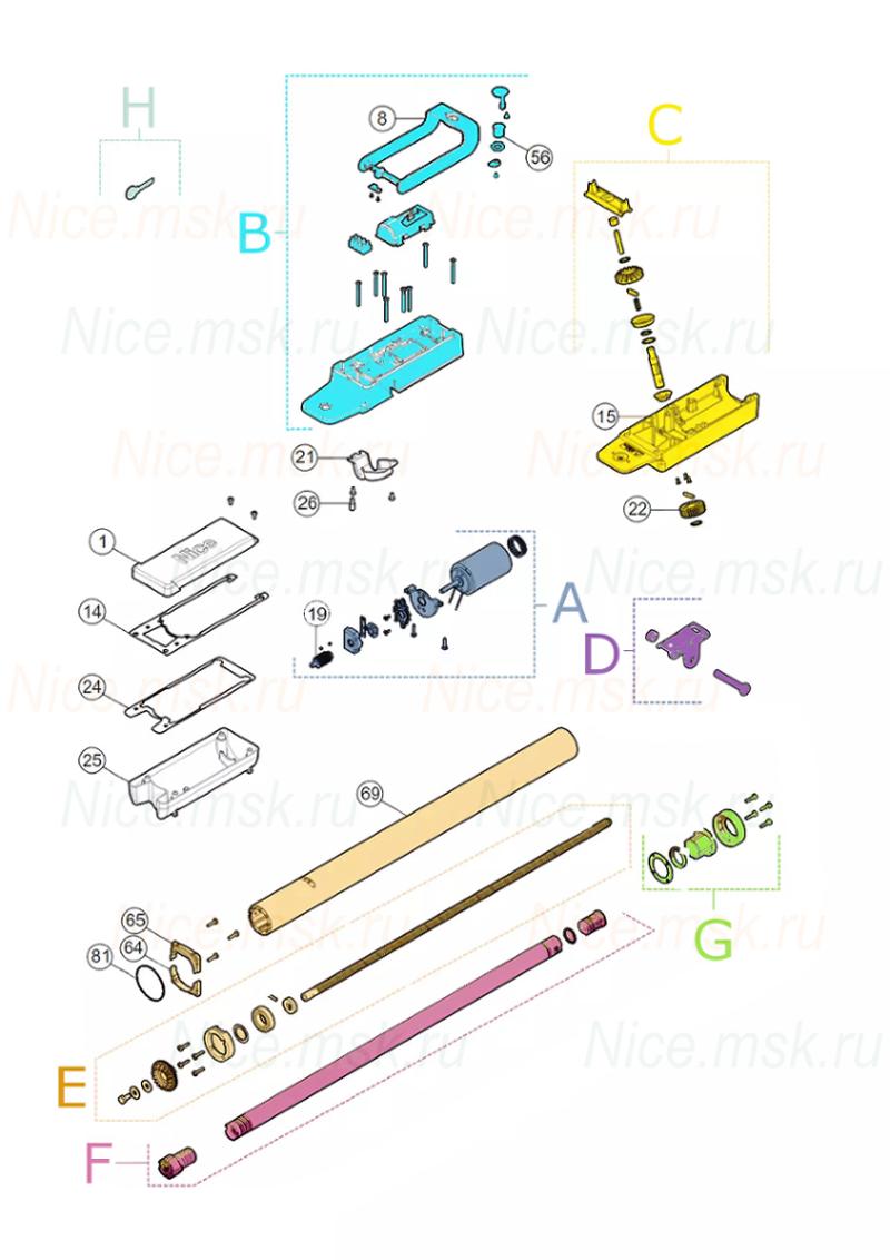 Запасные части для приводов распашных ворот NICE TTN3724HS (2024)