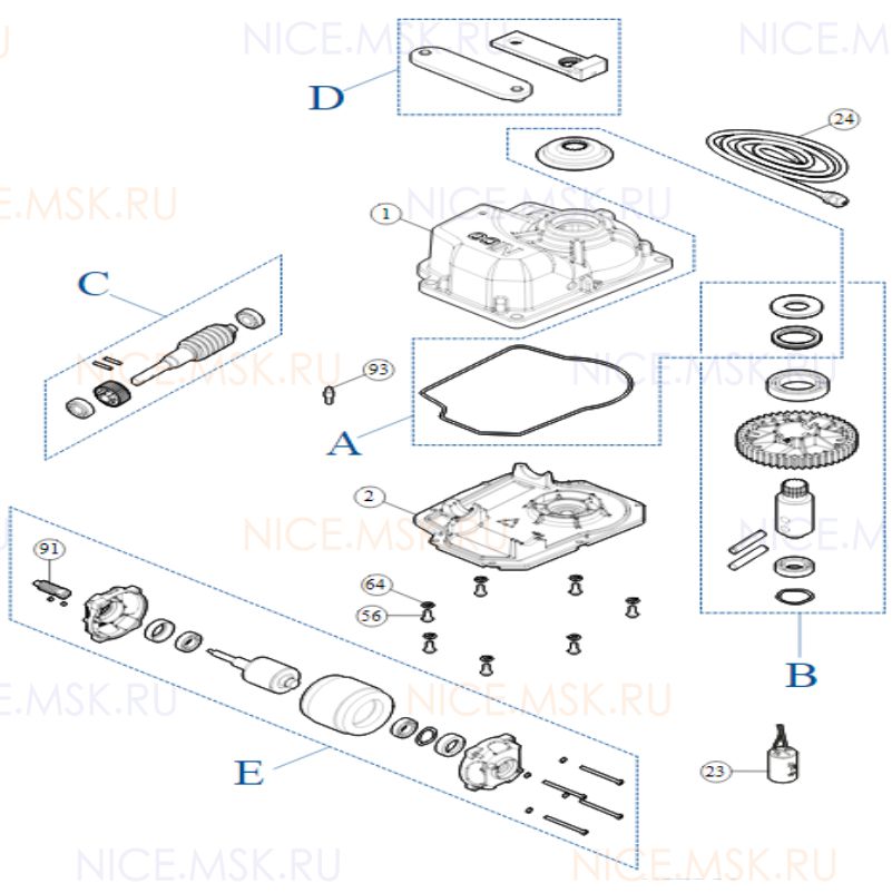 Запасные части для приводов распашных автоматических ворот NICE ME3010