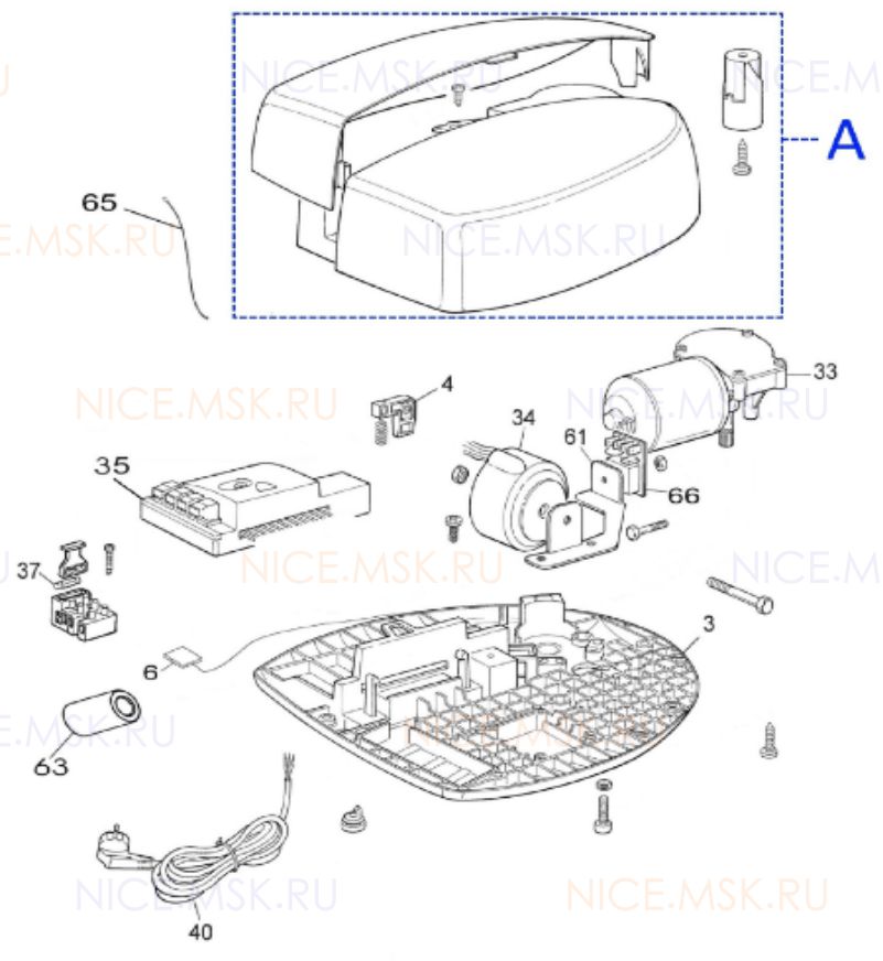 Запасные части для приводов секционных ворот NICE SPIN6031
