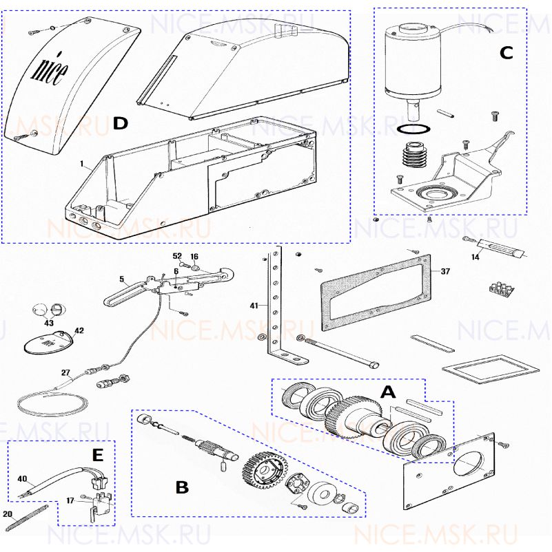 Запасные части для приводов секционных ворот NICE SU2000VVR01