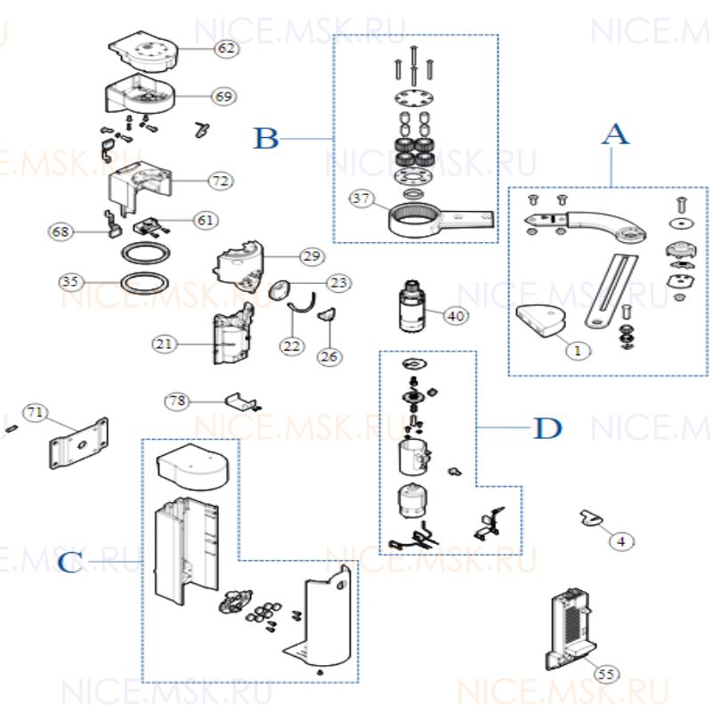 Запасные части для приводов распашных ворот NICE WG3524HS