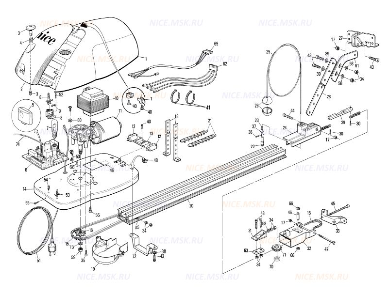 Запасные части для приводов гаражных автоматических ворот NICE SP6100
